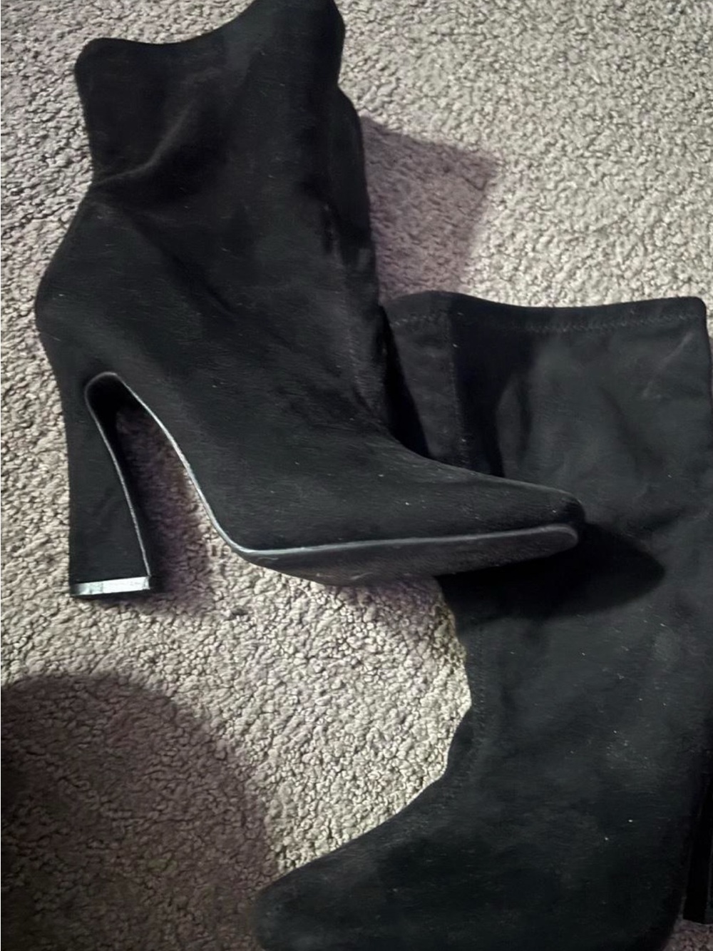 Black Suede High Heel Ankle Boots - Classic Women's Style